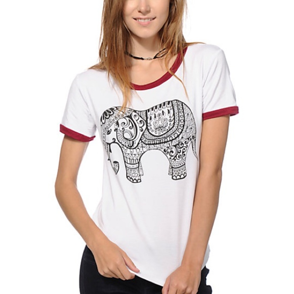 White and black Elephant crop top from Zumiez